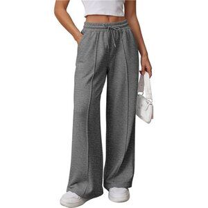 Womens Wide Leg Sweatpants High Waisted Grey2